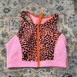 Fabletics Zip Front Racerback Swim Top Size M